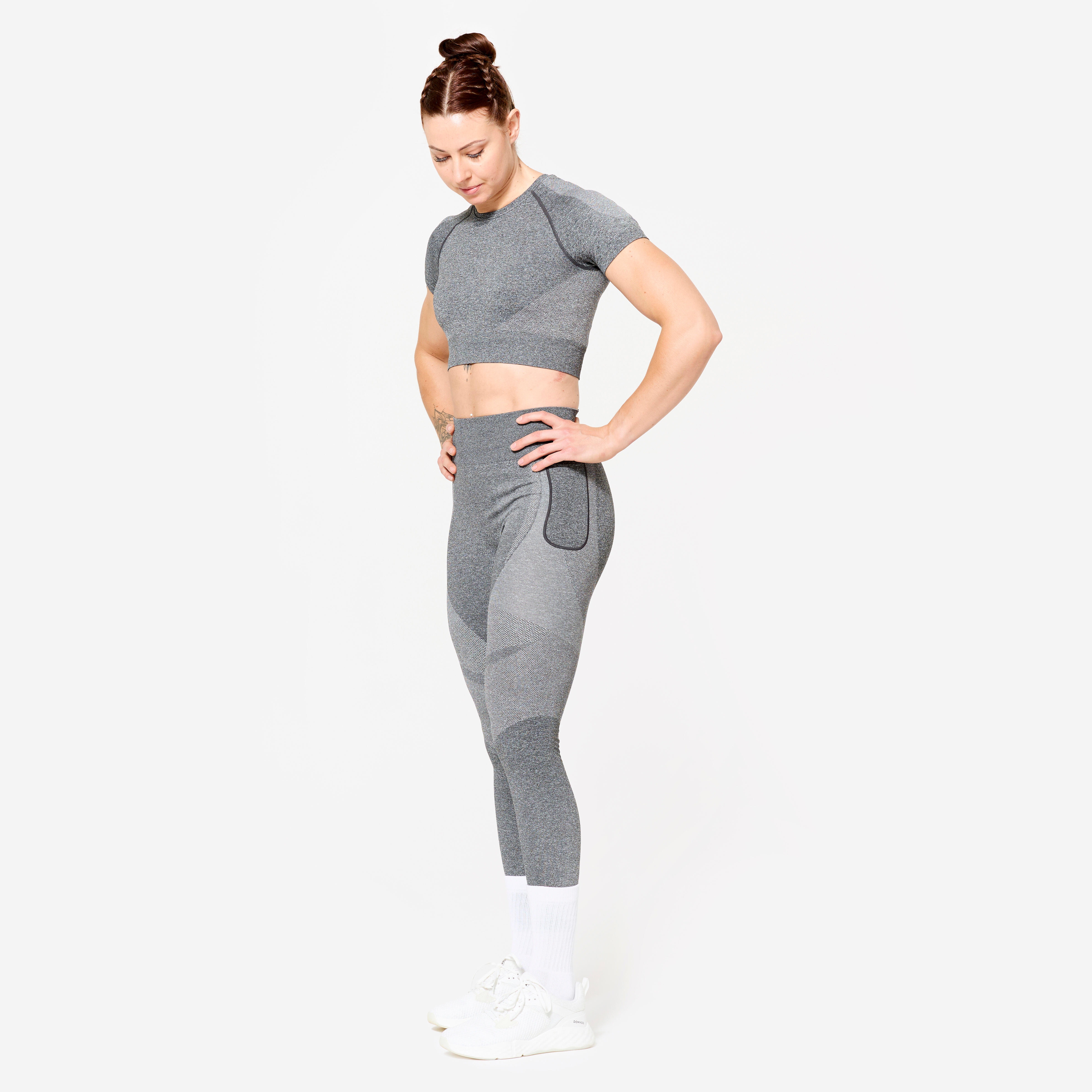 Mallas de Fitness Gris Sin Costuras